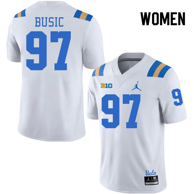 Women #97 Jacob Busic Big 10 Conference College Football Jerseys Stitched-White